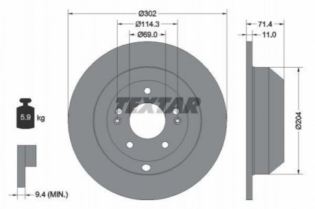 Диск тормозной KIA Sorento, Hyundai Santa Fe TEXTAR 92223403