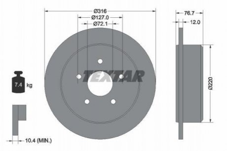 Купить Диск тормозной Jeep Wrangler TEXTAR 92227700 (фото1) подбор по VIN коду, цена 2354 грн.