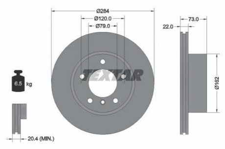 Диск гальмівний (передній) BMW 1 (F20/F21)/2 (F22) 10- (284x22) PRO BMW F20, E81, E87, F21, F22, F23 TEXTAR 92238403