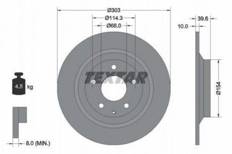 Купить Диск тормозной (задний) Mazda CX-5/CX-8 11- (303x10) PRO Mazda CX-5 TEXTAR 92242703 (фото1) подбор по VIN коду, цена 2133 грн.