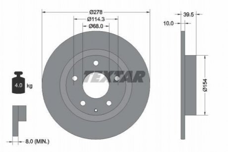 Диск тормозной Mazda 6 TEXTAR 92254703