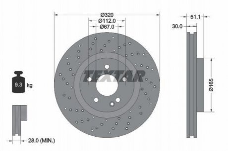 Диск гальмівний (передній) MB A-class (W176)/B-class (W246/W242) 11- (320х30) PRO+ (вентильований) Mercedes W246, CLA-Class, W176, GLA-Class TEXTAR 92262105