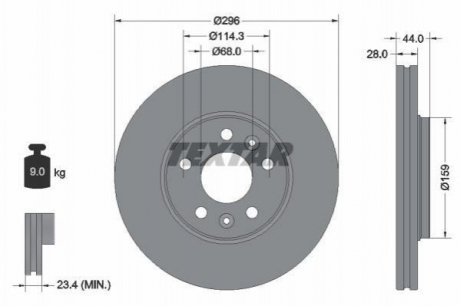 Купить Диск тормозной Renault Trafic, Opel Vivaro TEXTAR 92268803 (фото1) подбор по VIN коду, цена 3846 грн.