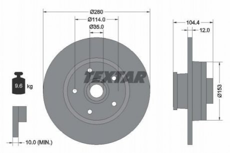 Диск тормозной Renault Trafic, Opel Vivaro TEXTAR 92268903