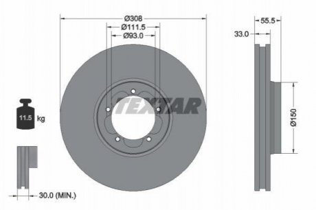 Купить Диск тормозной Ford Transit TEXTAR 92273003 (фото1) подбор по VIN коду, цена 3385 грн.