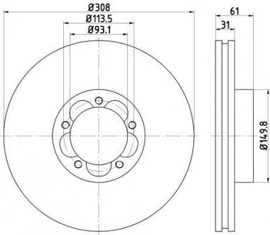 Купити Диск гальмівний FORD Transit "F D=308mm "13>> Ford Transit TEXTAR 92274303 (фото1) підбір по VIN коду, ціна 3544 грн.