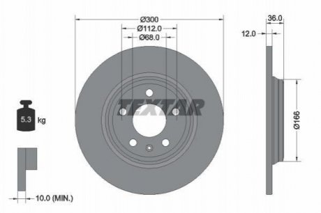 Диск гальмівний (задній) Audi A4/A5/A6/A7/Q5 11- (300x12) PRO Audi A4 TEXTAR 92282803