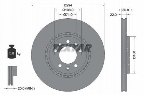 Диск тормозной Citroen Jumpy TEXTAR 92287103