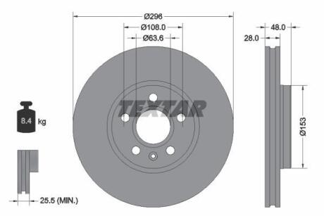 Диск гальмівний (передній) Volvo S60 III/S90 II/V60 II/V90 II-III 18- (296x28) PRO+ TEXTAR 92287505