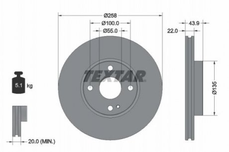 Диск тормозной Mazda 2 TEXTAR 92300903