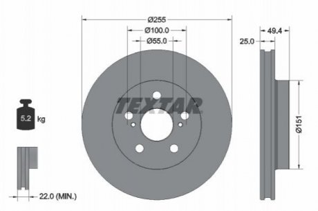 Диск тормозной Toyota Prius TEXTAR 92301703