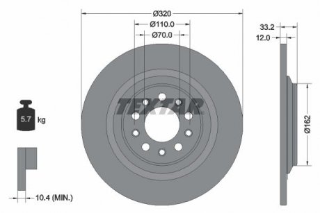 Купить Диск тормозной (задний) Jeep Cherokee 2.0-3.2 13- (320x12) PRO TEXTAR 92304103 (фото1) подбор по VIN коду, цена 3630 грн.