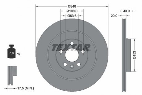 Диск гальмівний Volvo XC90 TEXTAR 92304503