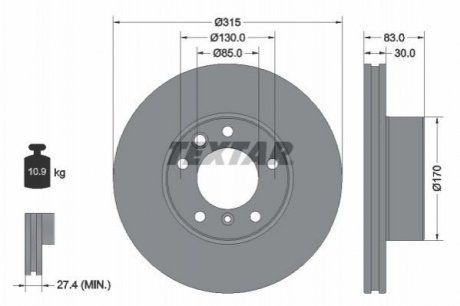 Диск гальмівний (передній) MB G-class (W461/W463) 03- (315x30) PRO+ Mercedes G-Class TEXTAR 92304905