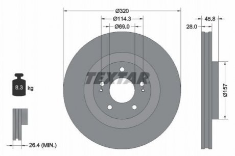 Купить Диск тормозной Mitsubishi Eclipse Cross TEXTAR 92306503 (фото1) подбор по VIN коду, цена 2495 грн.