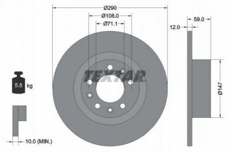 Диск тормозной Peugeot 508 TEXTAR 92313603