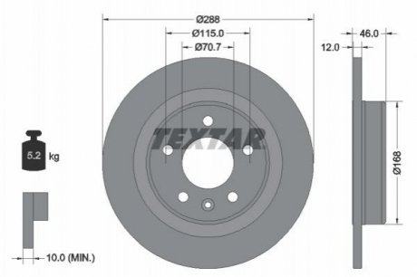 Купить Диск тормозной TEXTAR 92314603 (фото1) подбор по VIN коду, цена 1651 грн.