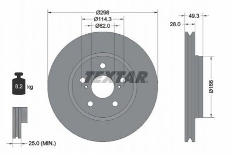 Диск тормозной Toyota C-HR TEXTAR 92315703