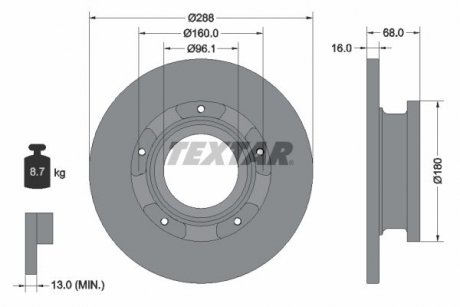 Диск тормозной (задний) Ford Transit 12- (288x16) PRO TEXTAR 93260703