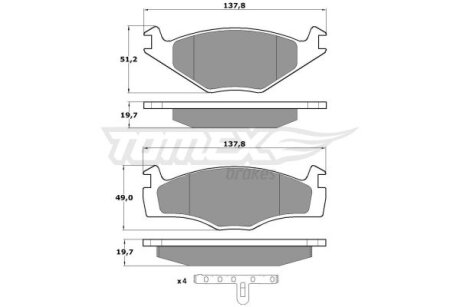 Колодки тормозные передние TOMEX Brakes tx 10-53