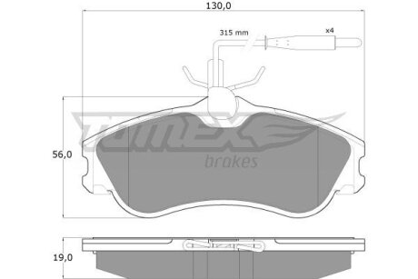 Купить Колодки тормозные передние Citroen Jumpy, Berlingo, Peugeot 306, Partner, Citroen Xsara, Peugeot 206 TOMEX Brakes tx 11-12 (фото1) подбор по VIN коду, цена 628 грн.