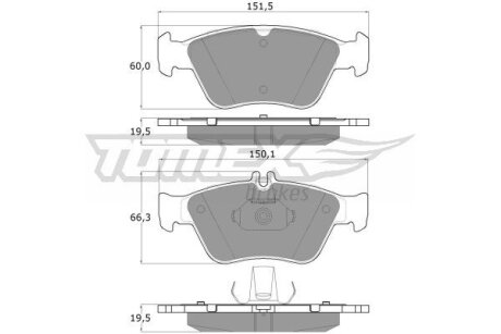 Купить Колодки тормозные передние Mercedes C140, W202, W210, S202, S210, CLK-Class TOMEX Brakes tx 11-47 (фото1) подбор по VIN коду, цена 712 грн.