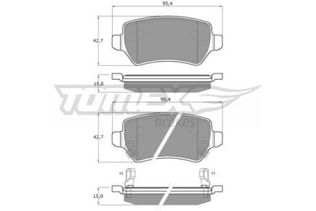 Колодки тормозные задние TOMEX Brakes tx 12-97