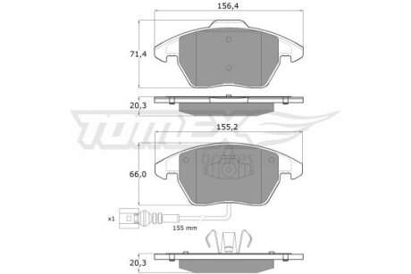 Колодки тормозные передние TOMEX Brakes tx 13-11