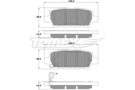 Купить Колодки тормозные задние TOMEX Brakes tx 14-21 (фото1) подбор по VIN коду, цена 563 грн.