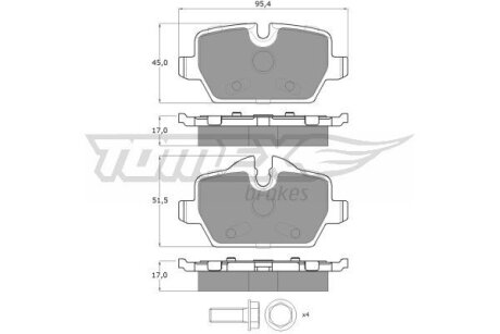 Колодки тормозные задние TOMEX Brakes tx 14-34