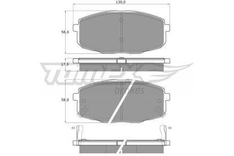 Купити Колодки тормозные передние TOMEX Brakes tx 14-99 (фото1) підбір по VIN коду, ціна 821 грн.