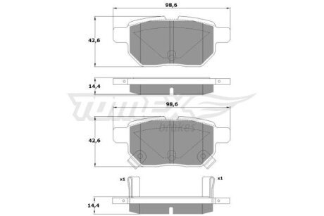 Колодки тормозные задние TOMEX Brakes tx 15-01