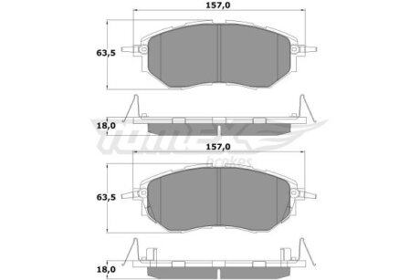 Купить Колодки тормозные передние TOMEX Brakes tx 15-54 (фото1) подбор по VIN коду, цена 1206 грн.