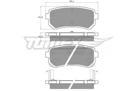 Купити Колодки тормозные задние TOMEX Brakes tx 15-66 (фото1) підбір по VIN коду, ціна 629 грн.