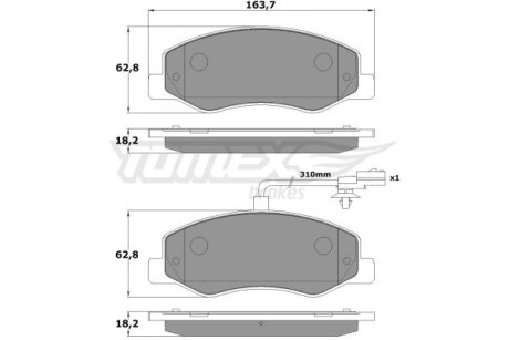 Колодки тормозные задние TOMEX Brakes tx 16-49