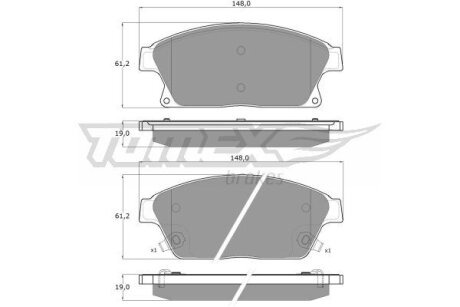 Купити Колодки тормозные передние TOMEX Brakes tx 16-51 (фото1) підбір по VIN коду, ціна 1079 грн.