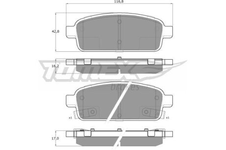 Купити Колодки тормозные задние TOMEX Brakes tx 16-52 (фото1) підбір по VIN коду, ціна 664 грн.