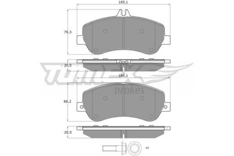 Купить Колодки тормозные передние TOMEX Brakes tx 16-70 (фото1) подбор по VIN коду, цена 1369 грн.