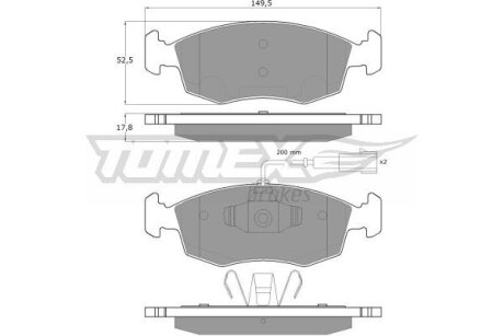 Колодки тормозные передние Fiat 500, Punto, Grande Punto TOMEX Brakes tx 16-88