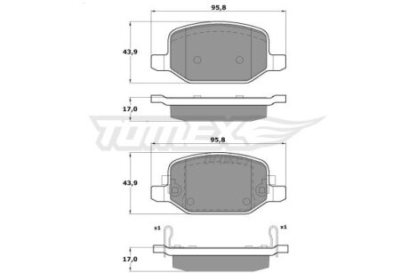 Колодки тормозные задние Fiat 500 TOMEX Brakes tx 17-18