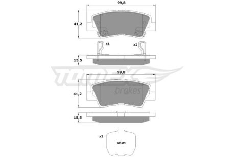 Колодки тормозные задние TOMEX Brakes tx 17-48