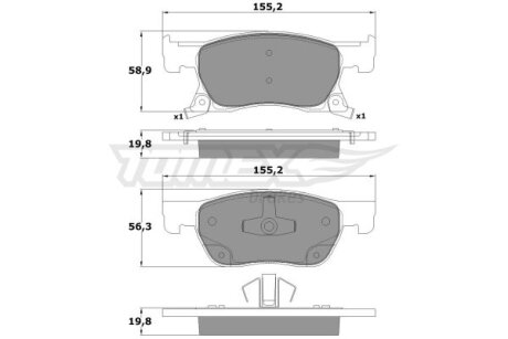 Колодки тормозные передние Opel Astra TOMEX Brakes tx 17-86