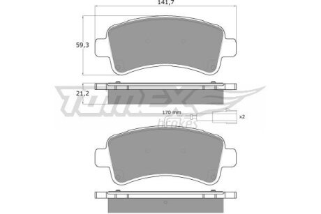 Колодки тормозные задние Fiat Ducato, Peugeot Boxer, Citroen Jumper TOMEX Brakes tx 18-11