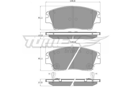 Колодки тормозные передние TOMEX Brakes tx 18-67