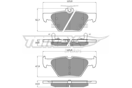 Купити Колодки тормозные задние TOMEX Brakes tx 18-71 (фото1) підбір по VIN коду, ціна 884 грн.