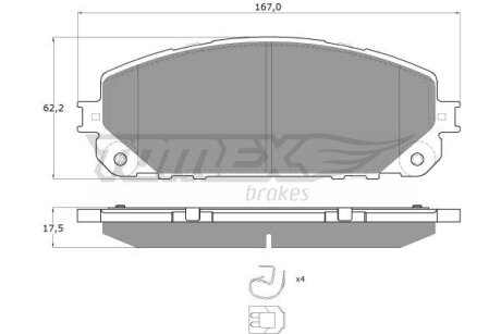 Купить Колодки тормозные передние TOMEX Brakes tx 18-80 (фото1) подбор по VIN коду, цена 1186 грн.