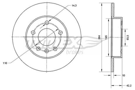 Диск тормозной задний TOMEX Brakes tx 70-06