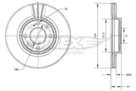 Диск тормозной передний TOMEX Brakes tx 70-10