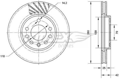 Купить Диск тормозной передний TOMEX Brakes tx 70-11 (фото1) подбор по VIN коду, цена 1313 грн.