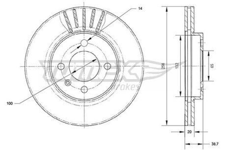 Диск тормозной передний Volkswagen Golf, Jetta, Passat, Scirocco, Corrado, Vento, Seat Toledo, Ibiza, Cordoba, Volkswagen Polo, Caddy TOMEX Brakes tx 70-18